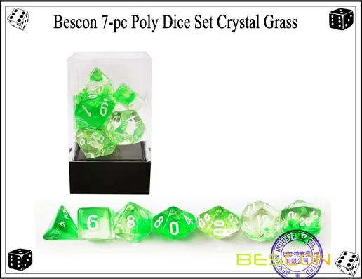 Bescon Crystal Blue 7-ПК разнообразные игральные кости набор, Bescon многогранные игральные кости набор Кристалл синий, румяна, трава, фиолетовый, черный, розовое облако