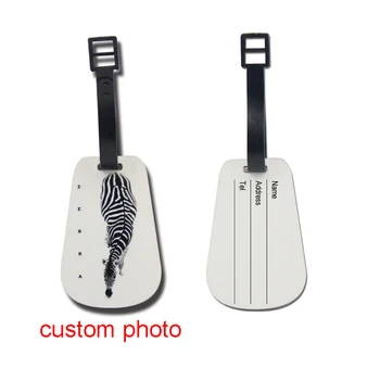 

6pcs/set Double-side MDF Wooden Luggage Tags Custom photo printing Tags Back side Name printing Tags
