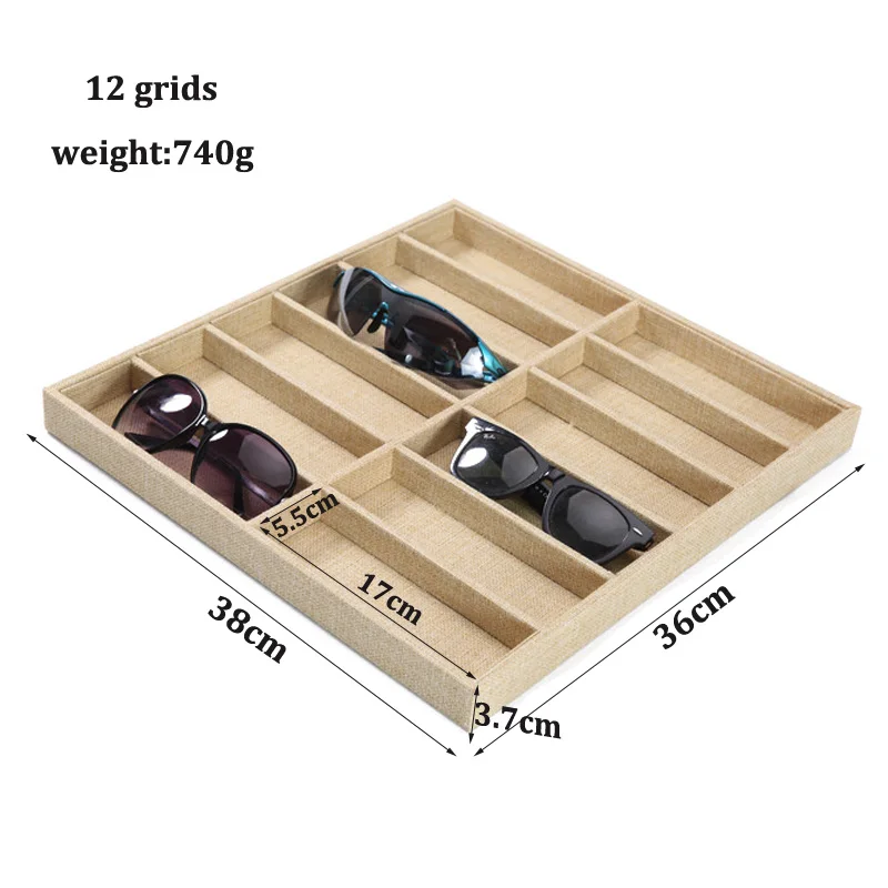 Brand New  Linen Glasses  Boxes  Glasses Display Box Glass Sunglasses  Window  Accessories Storage  Jewelry Organizer Tray