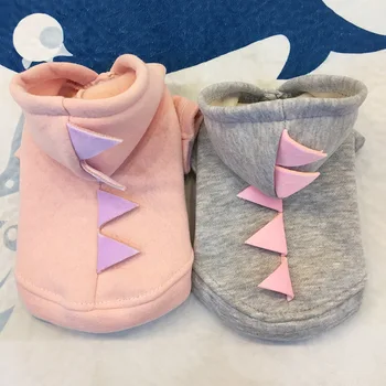 

New Pet Hoodie Dog Dress Dinosaur Solid Cat Puppy T-Shirt Coat Autumn/Winter Clothes Apperal 2 Colours