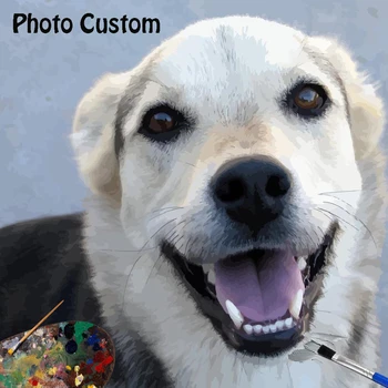 

HUACAN Photo Custom Oil Painting Figure DIY Paint By Number Portrait Drawing On Canvas Pictures By Numbers Animal Home Decor