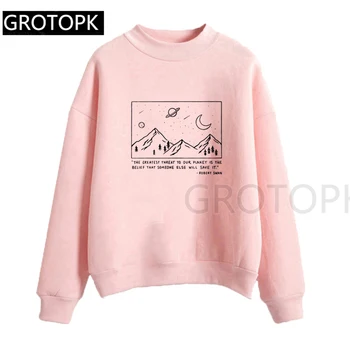 

Threat To Our Planet Is The Belief That Someone Else Will Save It Robert Swan Sweatershirt Pink Casual Womens Hoodies Clothing