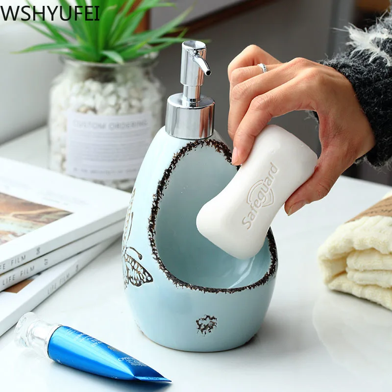 Nordic creative hand sanitizer bottle Hand-painted ceramic lotion bottle soap dispenser Hotel clubhouse bathroom decoration Nordic creative hand sanitizer bottle Hand-painted ceramic lotion bottle soap dispenser Hotel clubhouse bathroom decoration