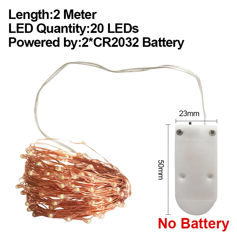2M CR2032 No Battery Светодиодный Кухня под шкаф светильник 10/20/50/100 светодиодный s Шкаф светильник s Водонепроницаемый шкаф светильник Подсветка в шкафу для Рождества - Цвет: 2M CR2032 No Battery