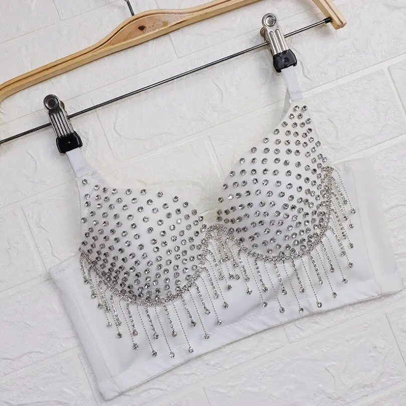 

Бюстгальтер со стразами и бусинами, женский сексуальный бюстье, бюстье, укороченный топ для ночных клубов и вечерние, жилет p2247