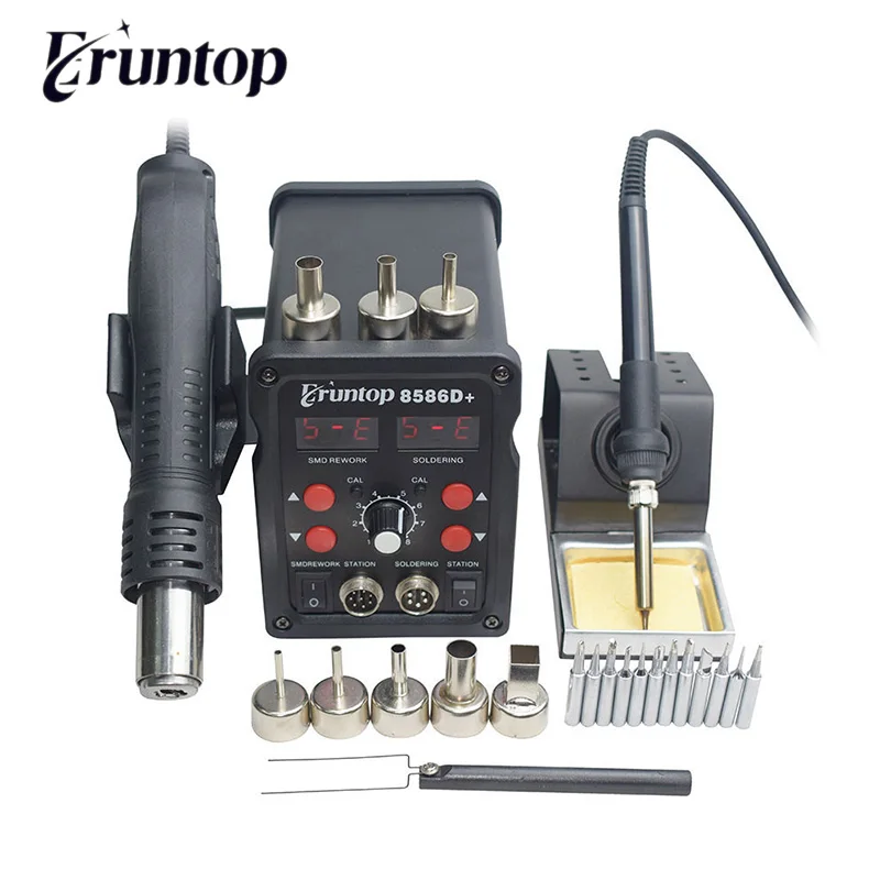 Eruntop 8586D + 8786D цифровой дисплей 2в1 Электрические паяльники пистолет горячего
