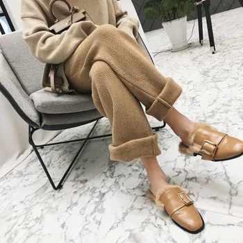 

Man hair pants wool cashmere tie with knitted wide-legged pants casual pants