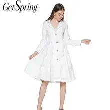 Женское зимнее пальто GETSPRING с отделкой перьями, женское пальто, однобортное белое легкое длинное пальто, приталенное, тонкое, г