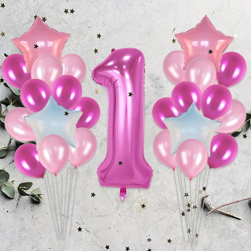 Cross Border Hot Selling Baby One-Year-Old Birthday with Numbers Balloon Set Boys And Girls Holiday Birthday Party Decorations