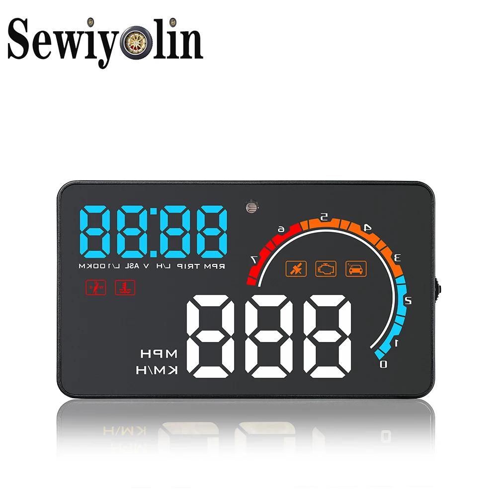 

2020 New D2500 HUD Head Up Display Auto HUD OBD2 Car Speed Projector KMH MPH Speedometer Car Detector Oil Consumption For MINI