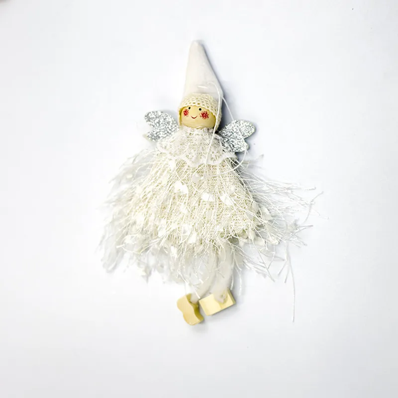 Рождественская Милая шерстяная кукла Ангел Кулон Рождественская елка украшения Рождественские украшения для дома натальные Noel Deco год подарок для детей - Цвет: white