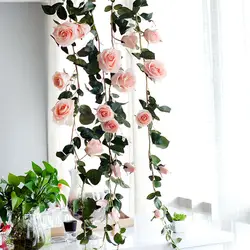 Поддельные розы лоза искусственный цветок висячие розы дом гостиница офис Свадебная вечеринка сад ремесло искусство Декор LXY9