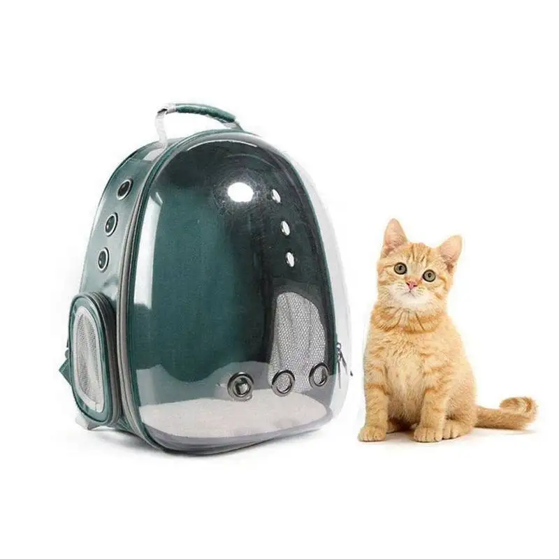 Portable Pet/Cat/Dog/Puppy Backpack Carrier Bubble, New Space Capsule Design 360 degree Sightseeing Rabbit Rucksack Handbag Tran - Цвет: Green