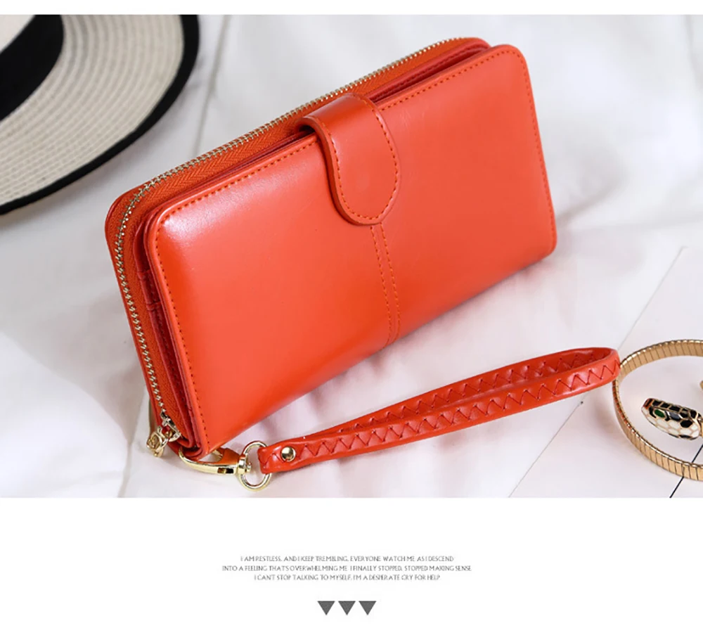 Women Oil Wax Leather Women's Wallet Female Purses Big Capacity Hasp Zipper Purse Ladies Long Wristlet Clutch Coin Card Holders Women Oil Wax Leather Women's Wallet Female Purses Big Capacity Hasp Zipper Purse Ladies Long Wristlet Clutch Coin Card Holders