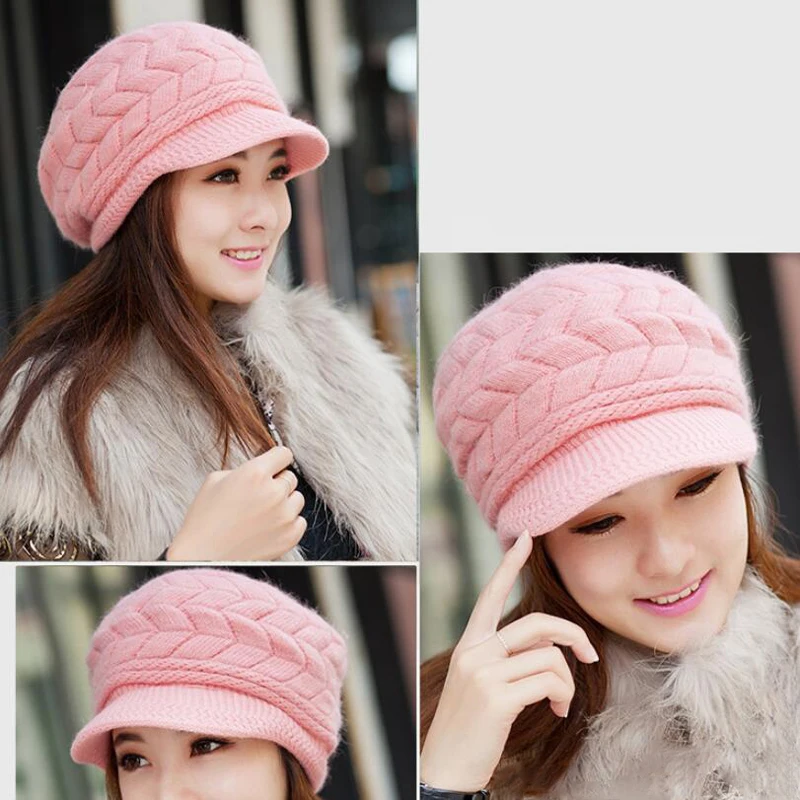 Женская вязаная шапка, зимние теплые шапки для женщин, женские шапочки для девочек, женская шапка, теплая шерстяная шапка SnapBack