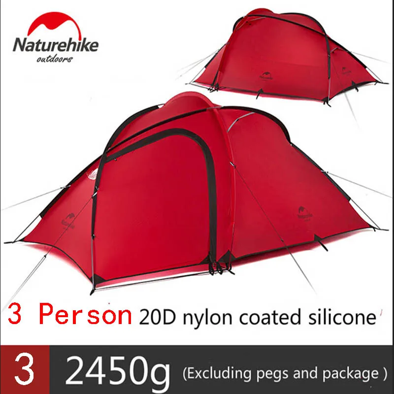 Red Naturehike Cirrus Сверхлегкий тент 2 человек 20D нейлон с силиконовым покрытием палатка с бесплатным ковриком NH17T0071-T - Цвет: Red