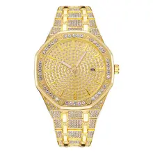 Gold Watch Women Luxury Brand Diamond Madam Watches Top Brand Luxury Iced Out Lady Quartz Watch Calender Unique Gift for Men(China)