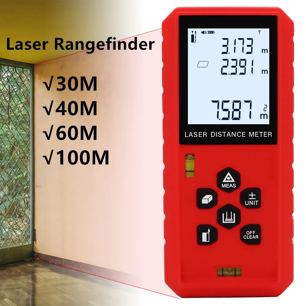 30M 40M 60M 100M Laser distance meter Laser rangefinder tape laser range finder build measure device ruler High Precision 40%off