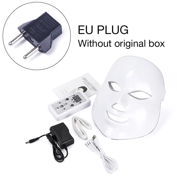 EU Plug Светодиодный фотонный светильник для красоты и омоложения кожи, маска для лица, 7 цветов, для лечения морщин и угрей, средство для ухода за кожей - Цвет: EU Plug