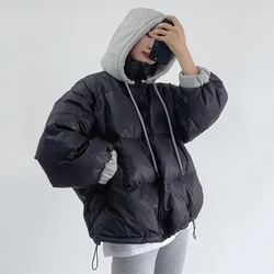 New Winter Women Thick Warm 90% White Duck Down Coat Casual Loose Hooded Zipper Down Jacket Lady Fashion Snow Outwear