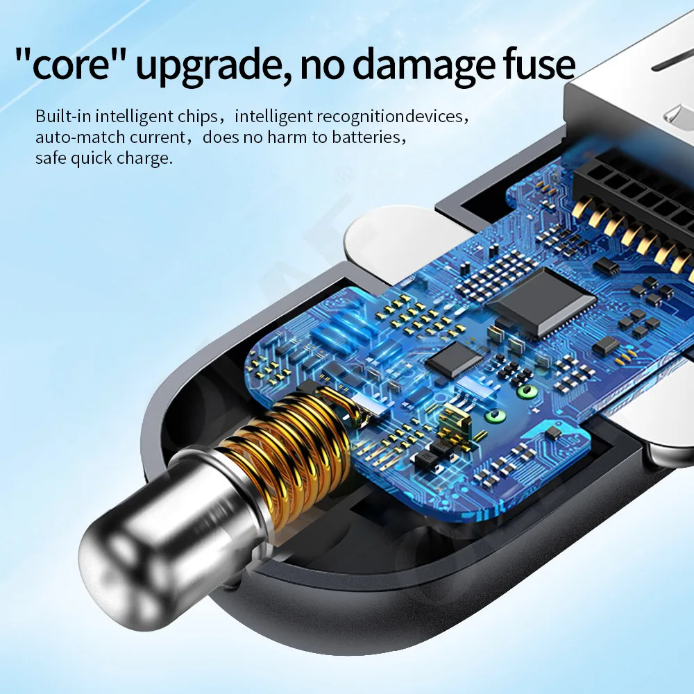 Автомобильное зарядное устройство с 2 USB портами быстрая зарядка 3.0 2.0 для iPhone Samsung