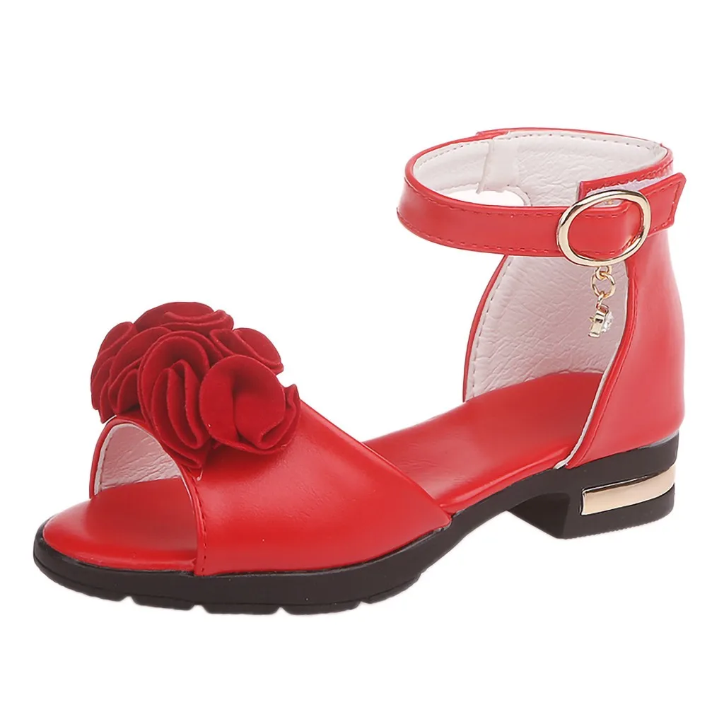 Обувь принцессы в римском стиле с цветочным принтом для маленьких девочек; сандалии с открытым носком; Новинка года; Прямая поставка