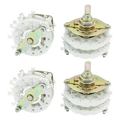 

4pcs 10mm Mounting Hole Dia 2P6T 2 Deck 14Pins Band Channel Rotary Switch