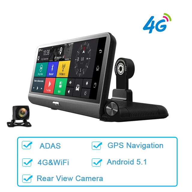 Anfilite " ADAS 4G Android автомобильный видеорегистратор Dash Cam FHD 1080P Циклическая запись с gps Навигатором многонациональные карты - Размер экрана, дюймов: 4G with rear camera