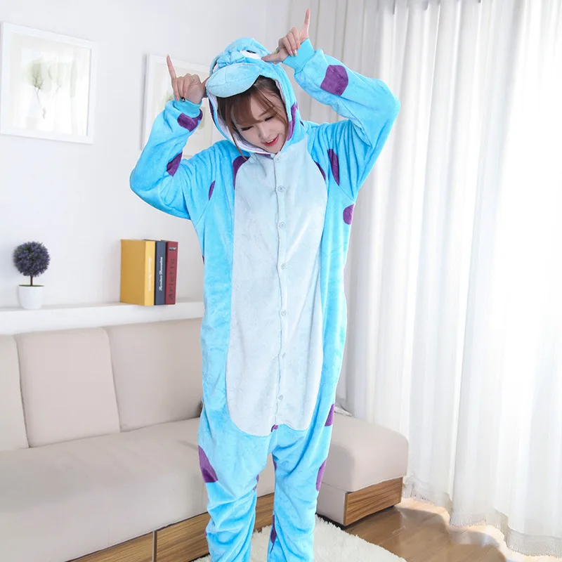 Monster Sully Kigurumis Blue Cow Pajama Onesie Women Girl Funny Anime Suit Slumber Party Halloween Festival Outfit Jumpsuit |
