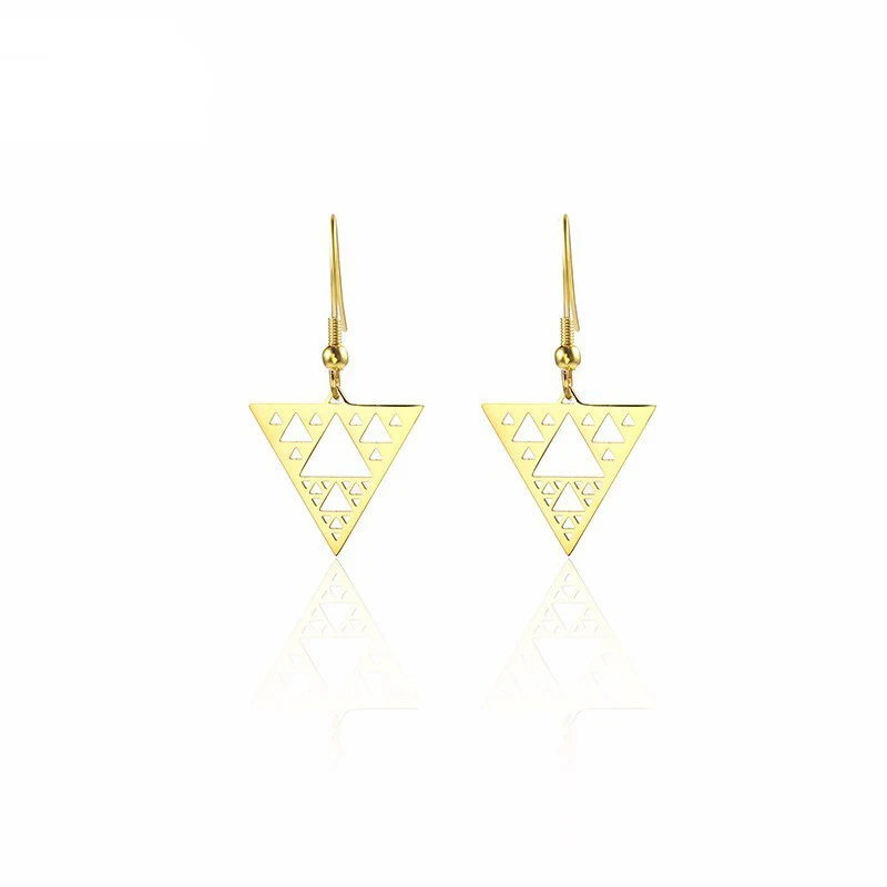 RIR Classic Geometry Hollow Triangle Drop Earrings Stainless Steel Math Creative Women Jewellery Gift | Украшения и аксессуары