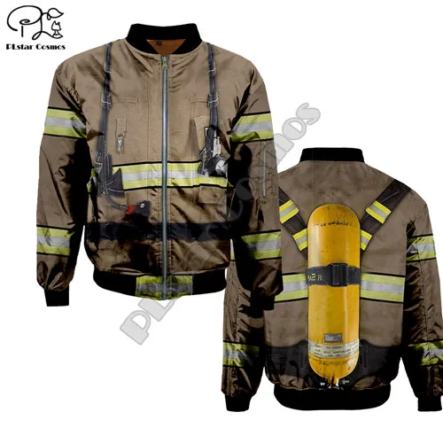 jacket Мужские теплые куртки-бомберы унисекс с 3D принтом пожарного, мужские зимние плотные повседневные куртки с длинным рукавом, куртки-пальто - Цвет: jacket