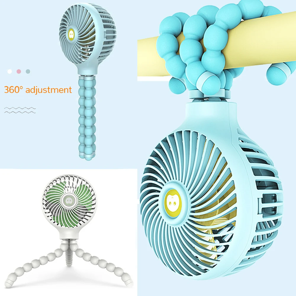 

Mini Portable Hanging Octopus Shape Stand Fan 3 Speed Adjustable Handheld USB Charging Fan Cooler For Baby Student