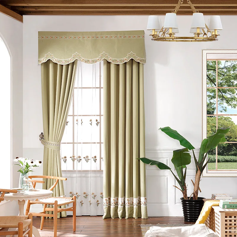 

New Chinese Sunscreen Full Shading Curtains for Living Dining Room Bedroom.