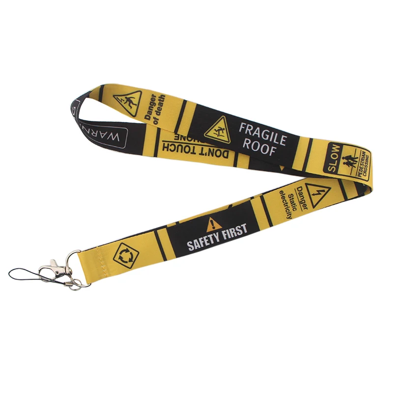 Exquisite Safety warning sign tags Strap Neck Lanyards Mobile Phone keys ID Card Pass Gym USB badge holder DIY Hang Rope E0718 | Дом и сад