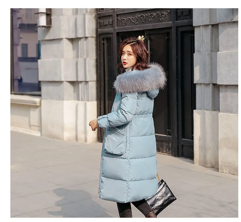 Luxury Winter Women Parkas Down Coat Jacket 80% Duck Down Raccoon Fur Hoody Lady Winter Warm Outerwear Coats LF9137