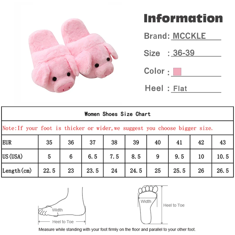 MCCKLE/зимние женские теплые домашние тапочки на плоской подошве; модная женская обувь с розовой Свинкой; Женская удобная повседневная обувь из плюша