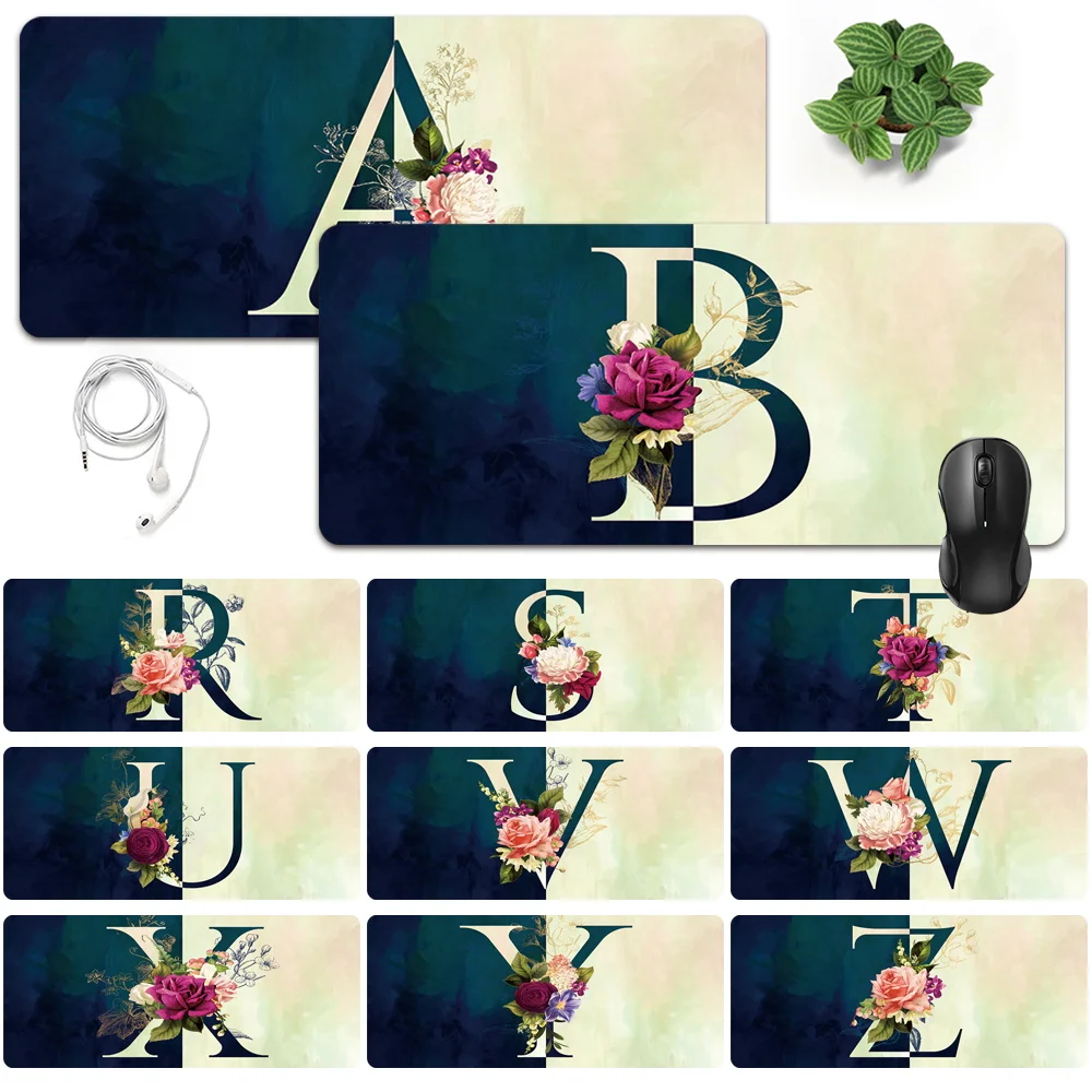 

Initials Letter Large Laptop Mouse keyboard Desk Mat Waterproof PU Leather office Computer Mousepad Printed Gaming Mouse-pad