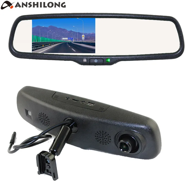 ANSHILONG Автомобильное зеркало заднего вида DVR с 4 3 дюймовым монитором + специальный