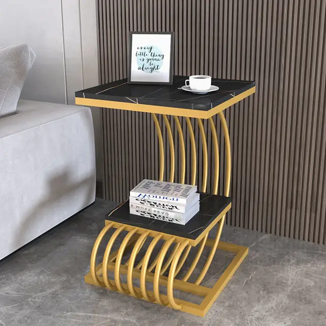 Luxury Small Round Wrought Iron Slab Creativity Side Table 5