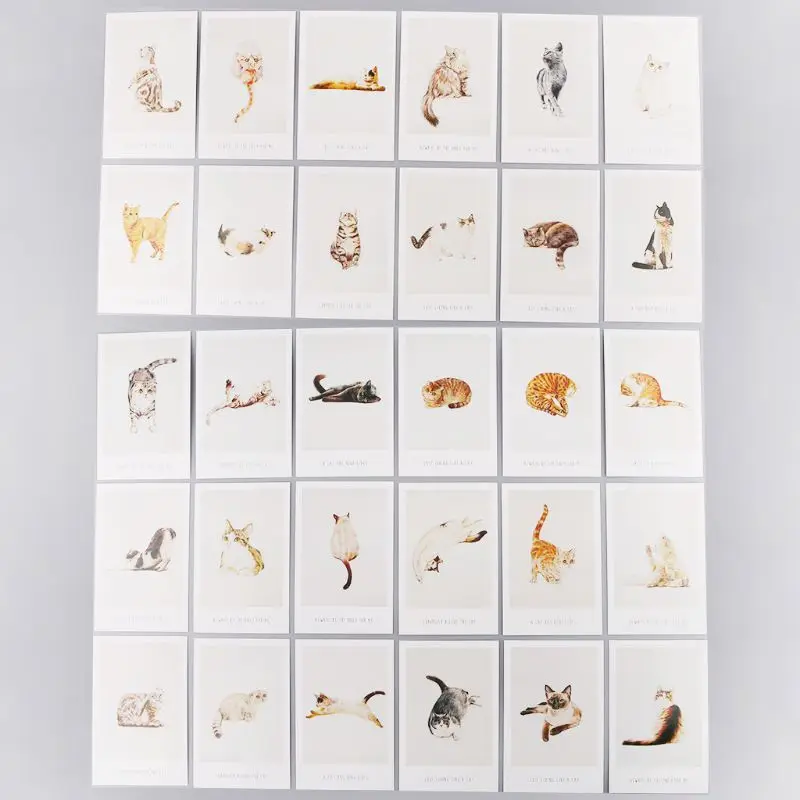 

30 Sheets Cat Paintings Retro Vintage Postcard Christmas Gift Card Wish Poster Cards LX9A