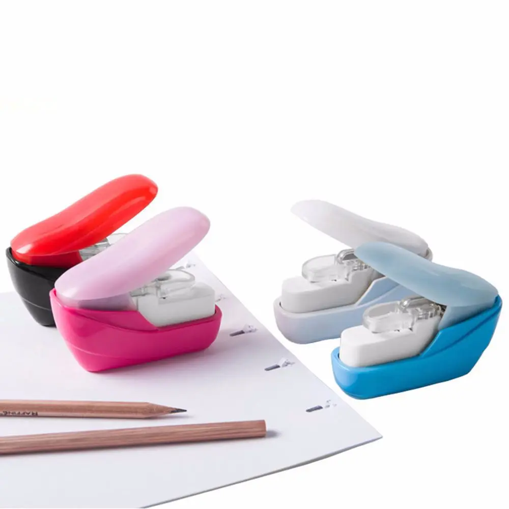 

Easy Random Color Portable Office Supplies Stapleless Stapler Book Paper Stapling Mini Stapler No Staples