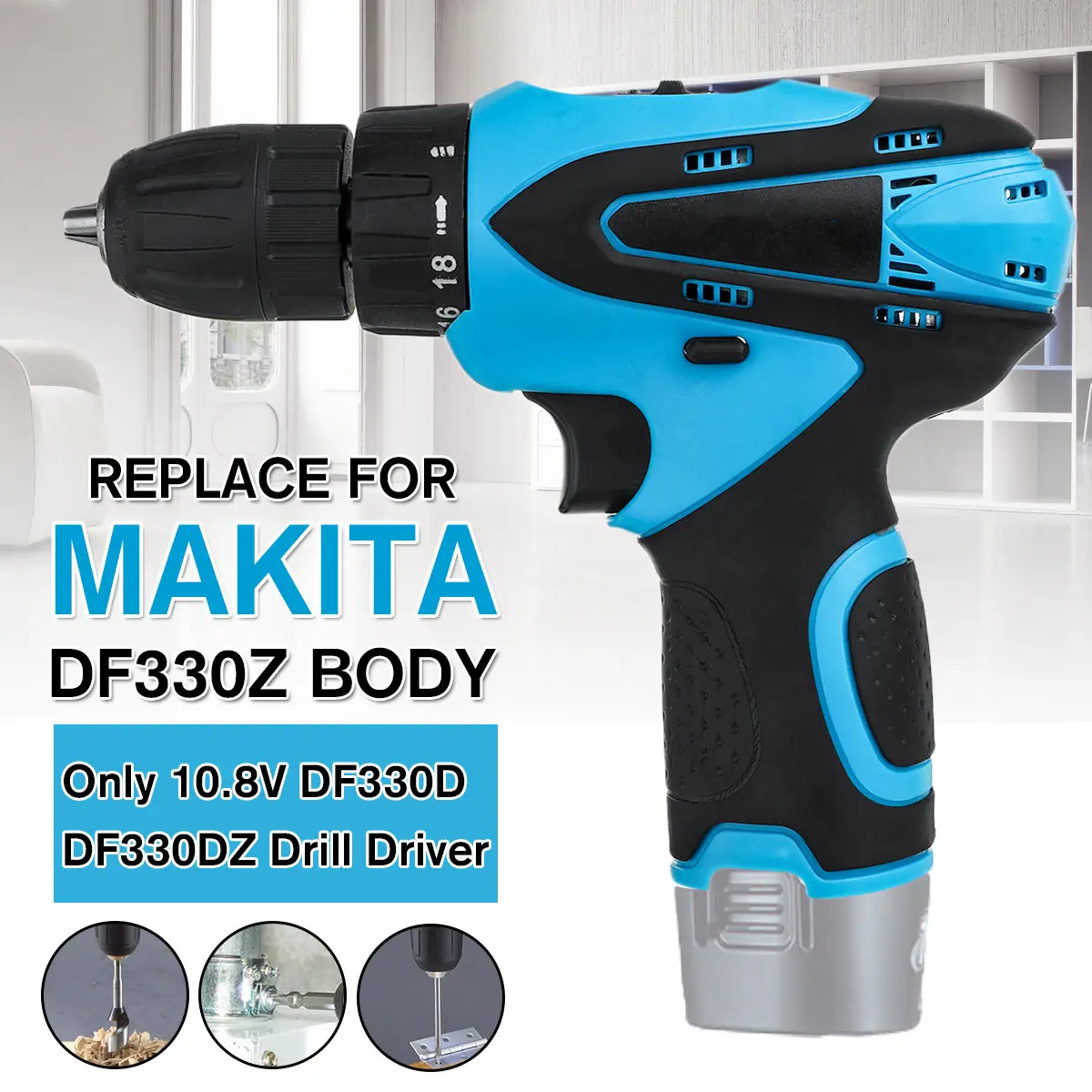 

Cordless Drill Electric Screwdriver 10.8V 24N.m Li-ion Power Drill Replaced for Makita 10.8V DF330D DF330DZ Battery