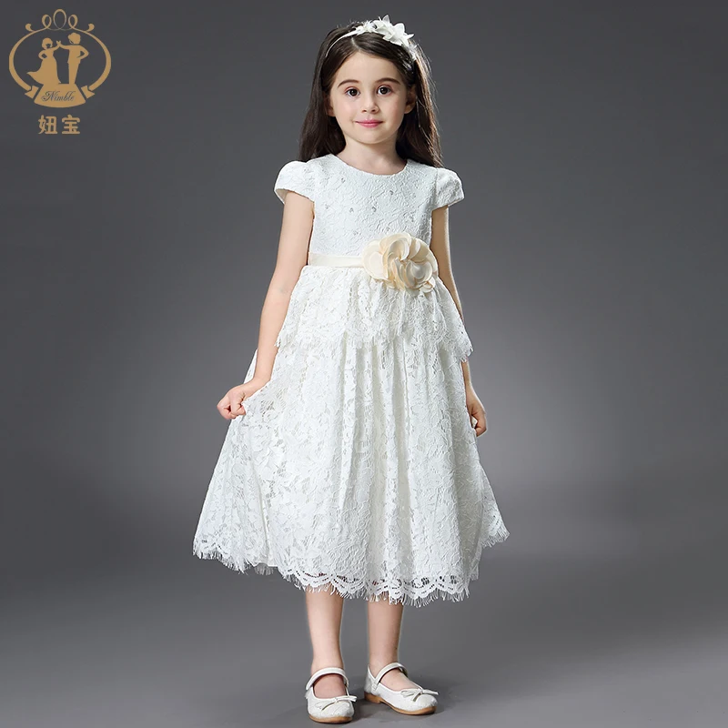 Нарядное кружевное платье принцессы с вышивкой для девочек; милое платье для подружки невесты; свадебные и вечерние костюмы для детей