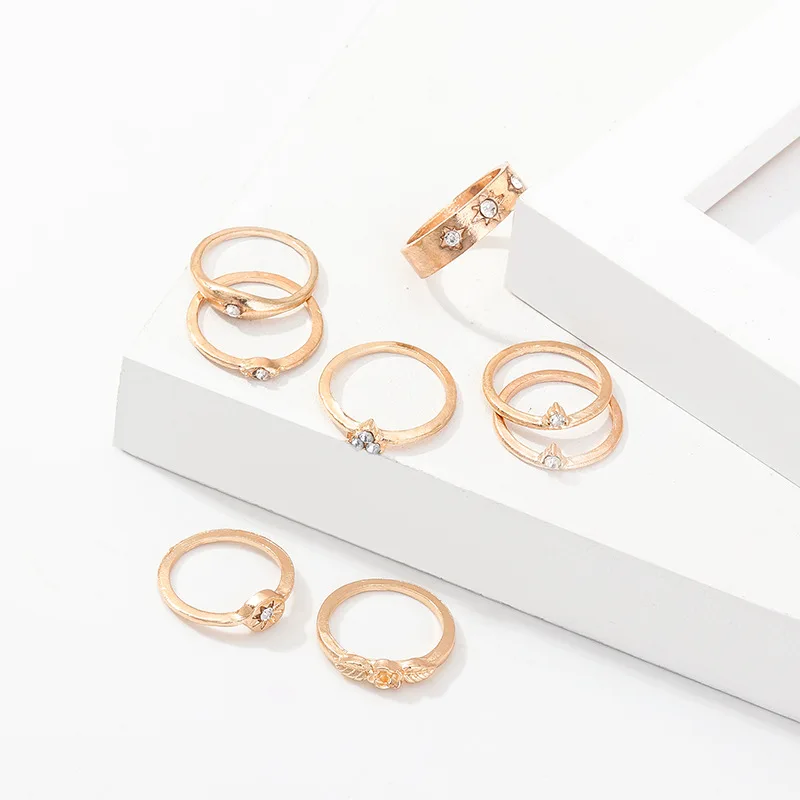 8 шт./компл. кольцо с камнями расположенными в Винтаж простой Повседневное