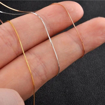 

YANHUI Classic Style 925 Sterling Silver Chain Necklace for Men Women Not Allergic Smooth Box Chain Link Necklaces 1MM Wide GN02