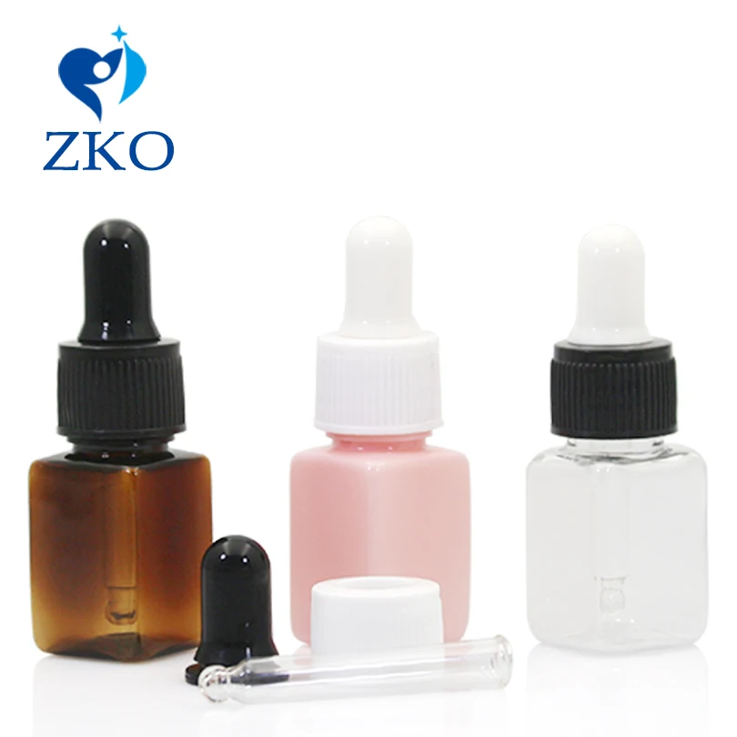 5pcs/lot 10ml High Quality Plastic Square Bottle Glass Dropper Reusable Travel Essential oil Small Empty Comstics | Красота и