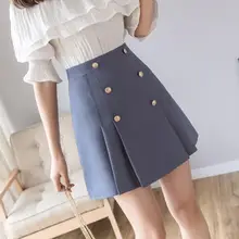 JUAYKALA темпераментная юбка Новая Осенняя Зимняя юбка-трапеция Женская тонкая плиссированная юбка двубортная юбка с высокой талией