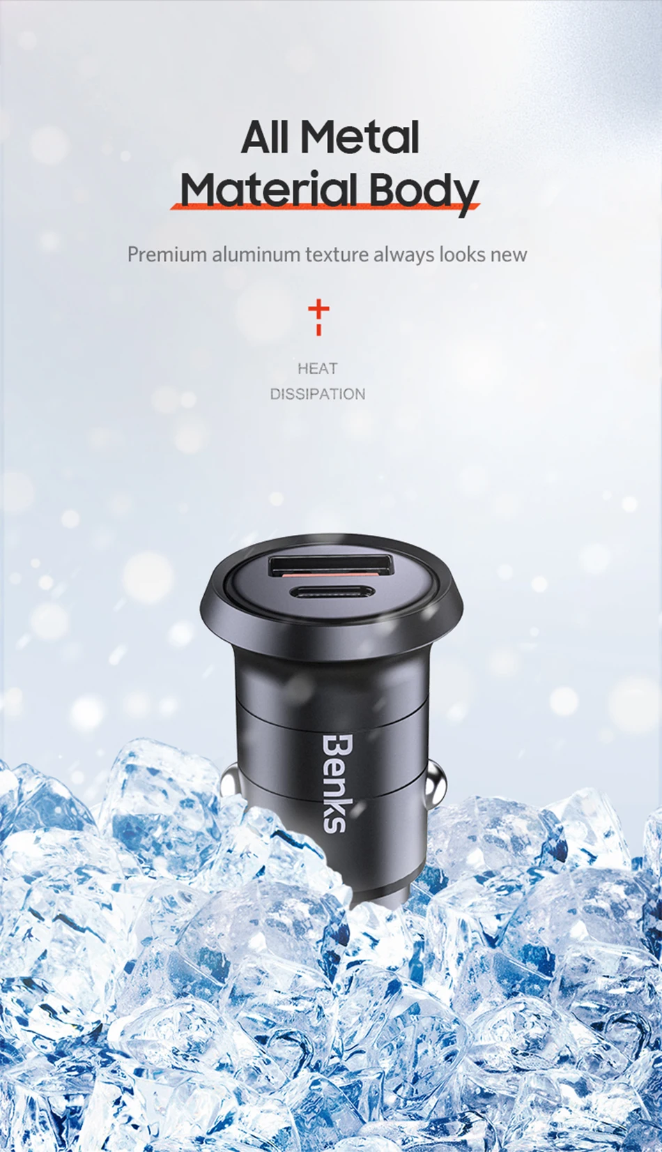 Benks Car Charger Dual Port PD QC 4.0 30W Type C Fast Charging Charger Quick Charge 3.0 For iphone 11 Pro Sumsung Huawei Xiaomi (7)