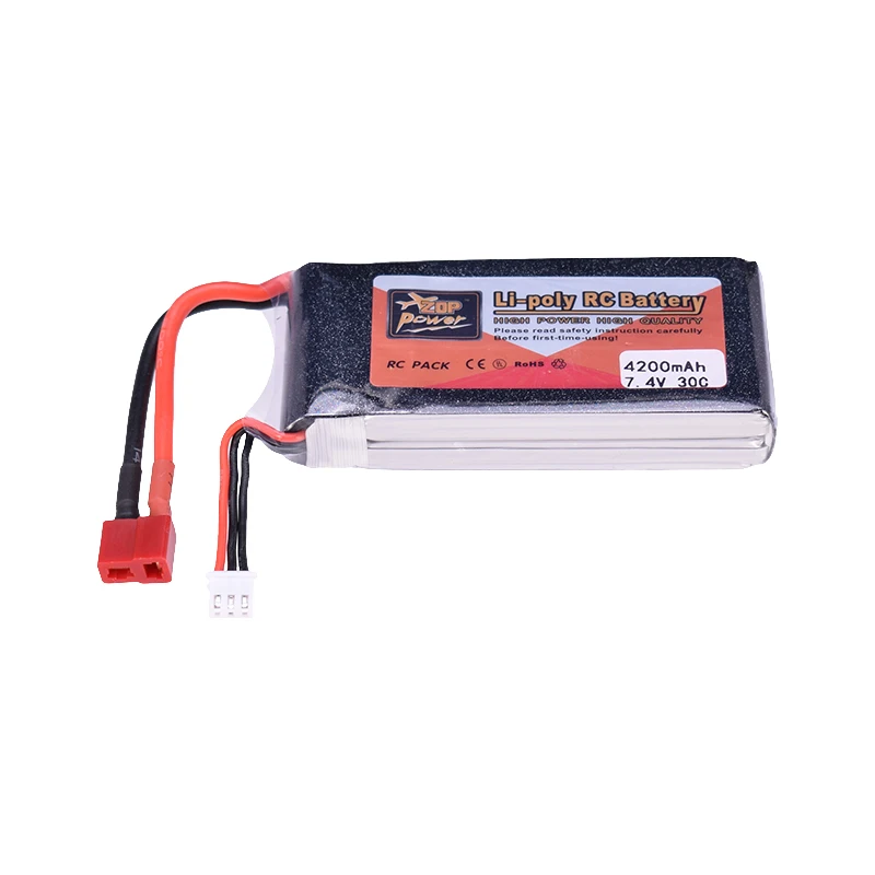 ZOP Power 7.4V 4200mAh 30C 2S Lipo Battery T Plug For RC Racing Drone | Игрушки и хобби