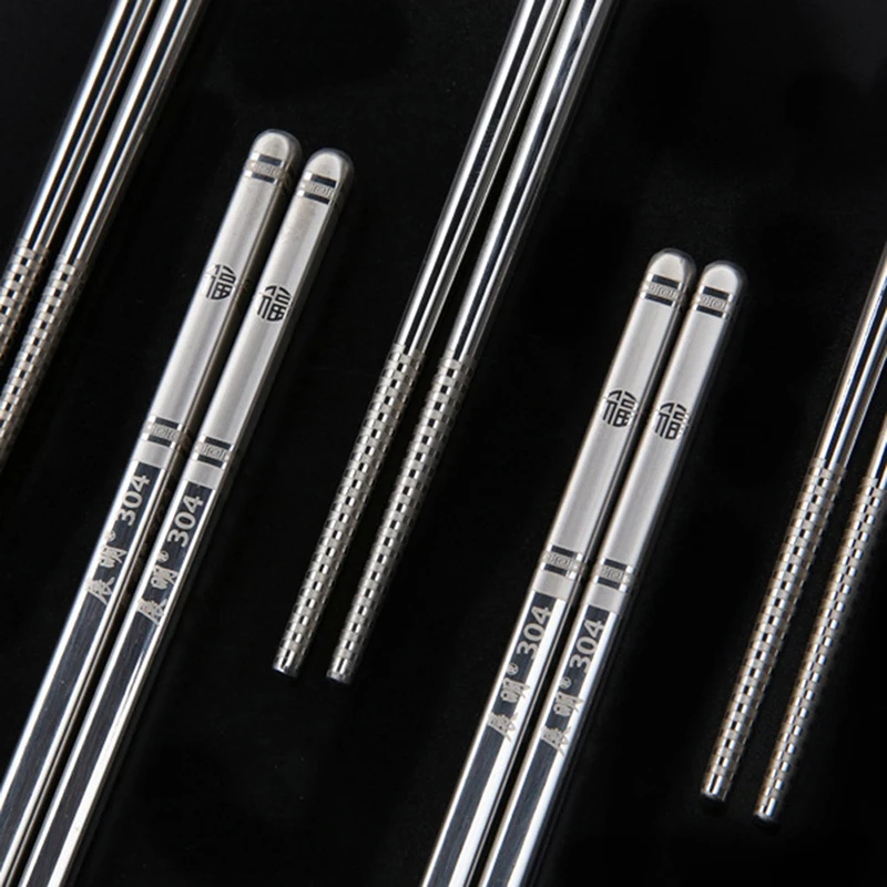 Chopsticks Reusable Chopsticks 304 Stainless Steel Anti-scalding Chinese Chopsticks Gift Kitchen Accessories Tableware